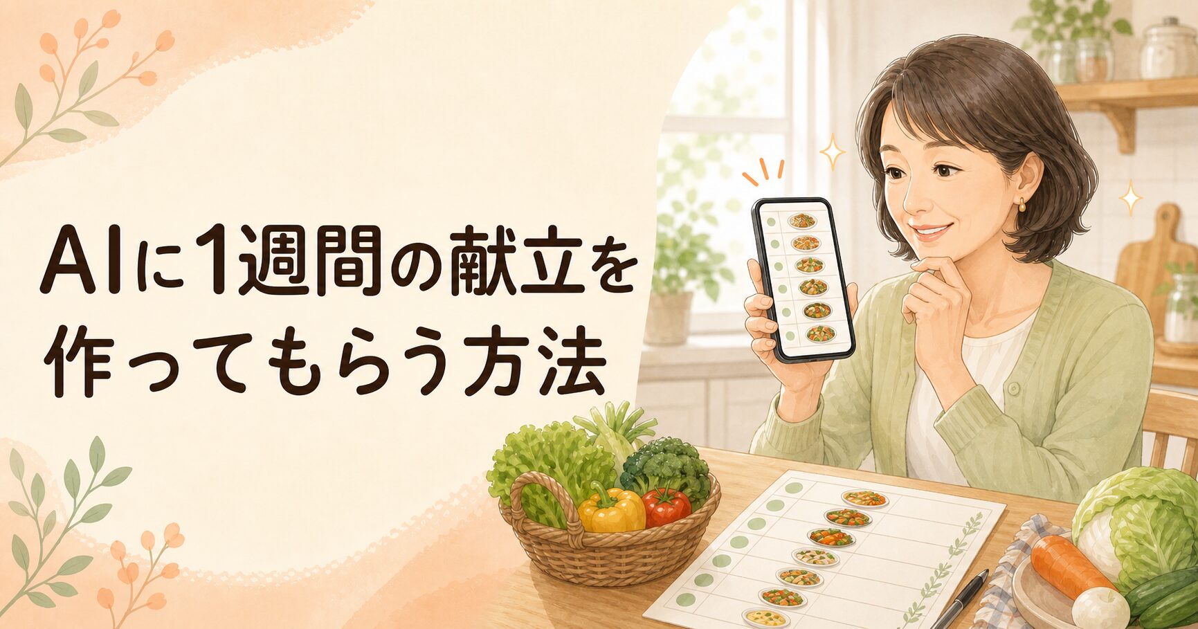 AIに1週間の献立を作ってもらう方法のイメージ